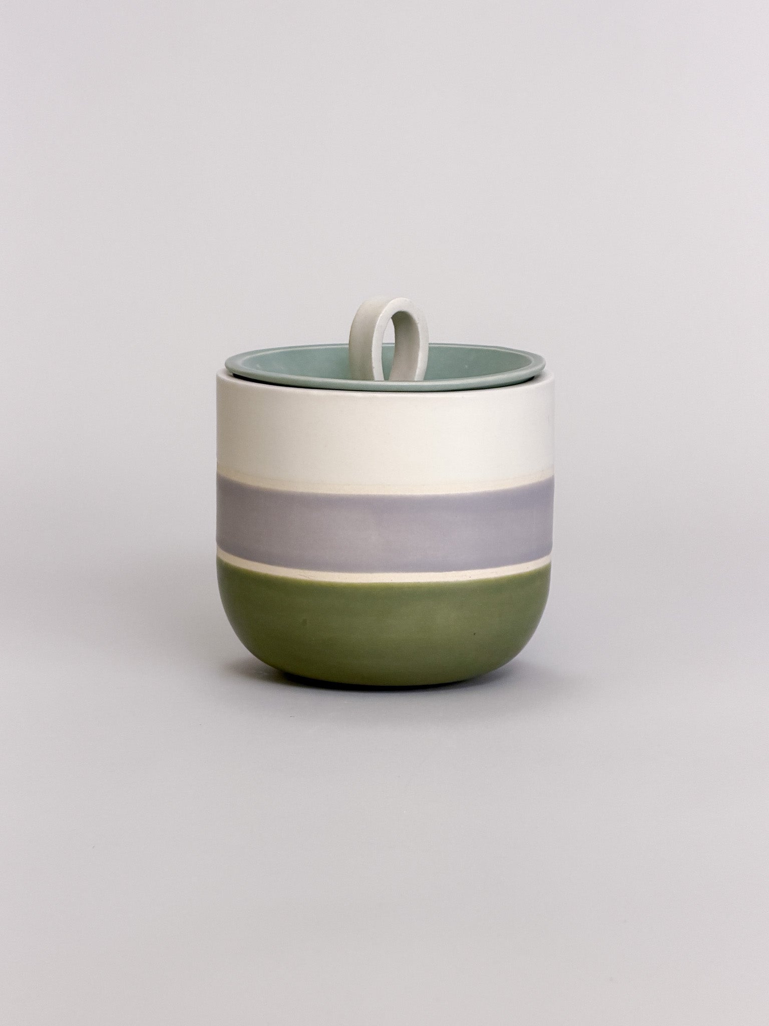 Bloom Jar, Striped, Olive & Stone