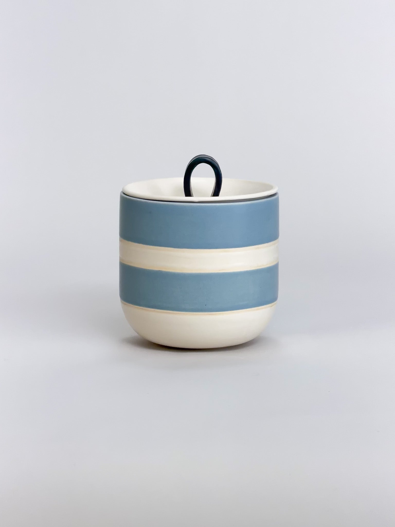 Bloom Jar, Striped, Blue & White