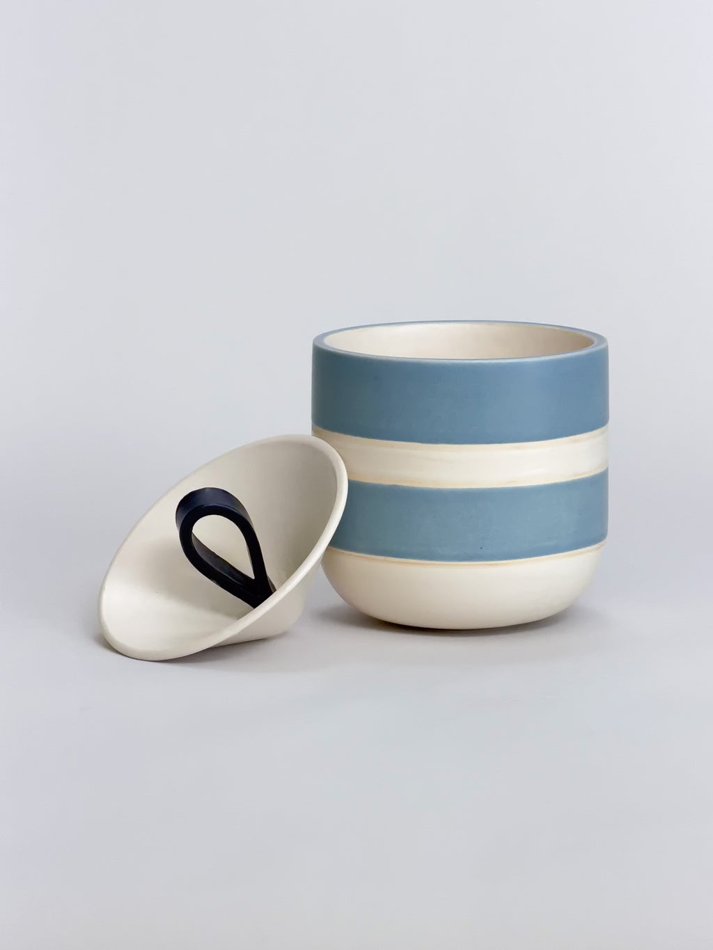 Bloom Jar, Striped, Blue & White