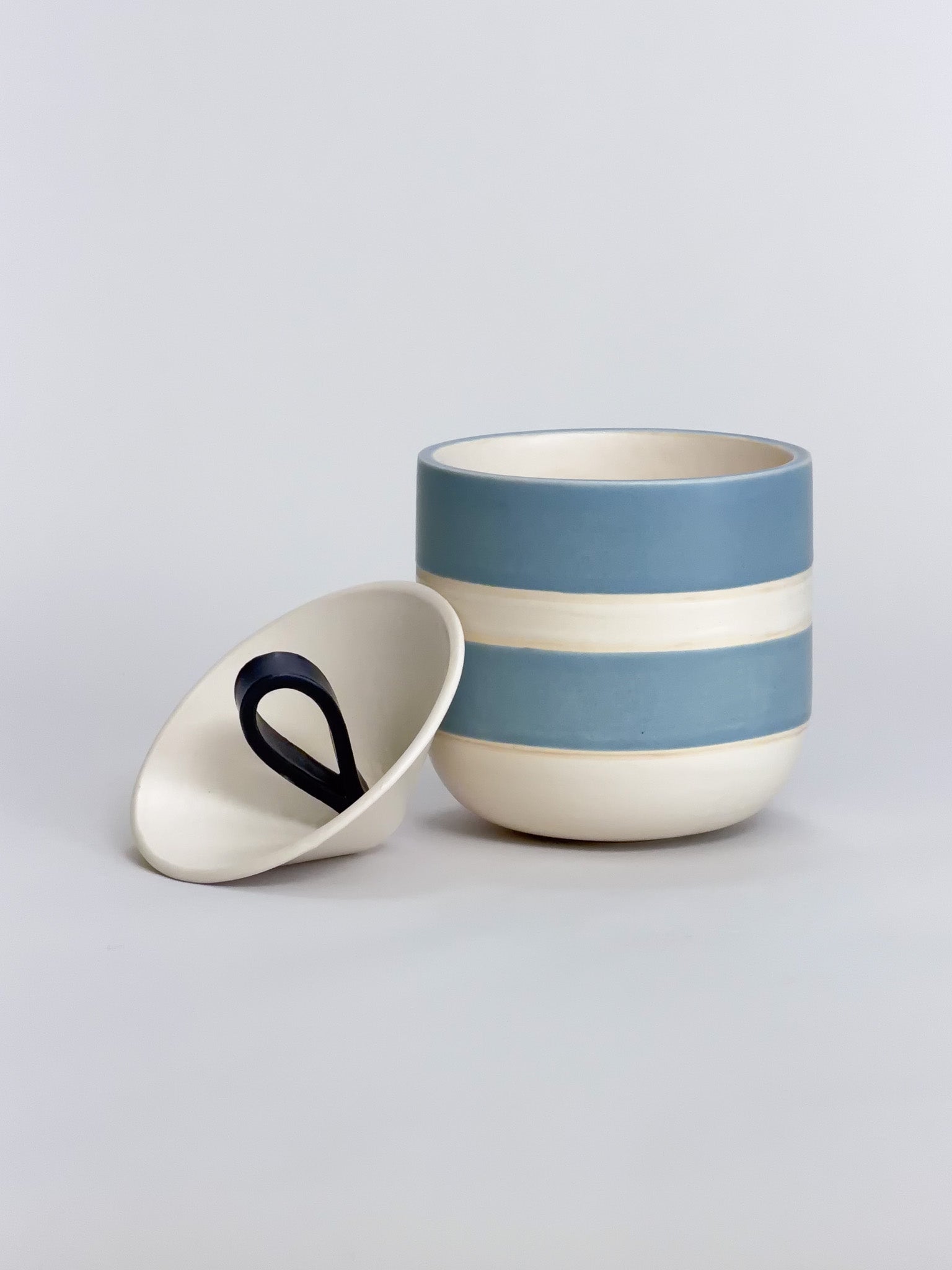 Bloom Jar, Striped, Blue & White