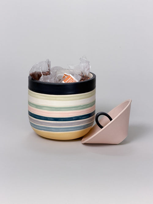 Bloom Jar, Striped, Navy & Pink