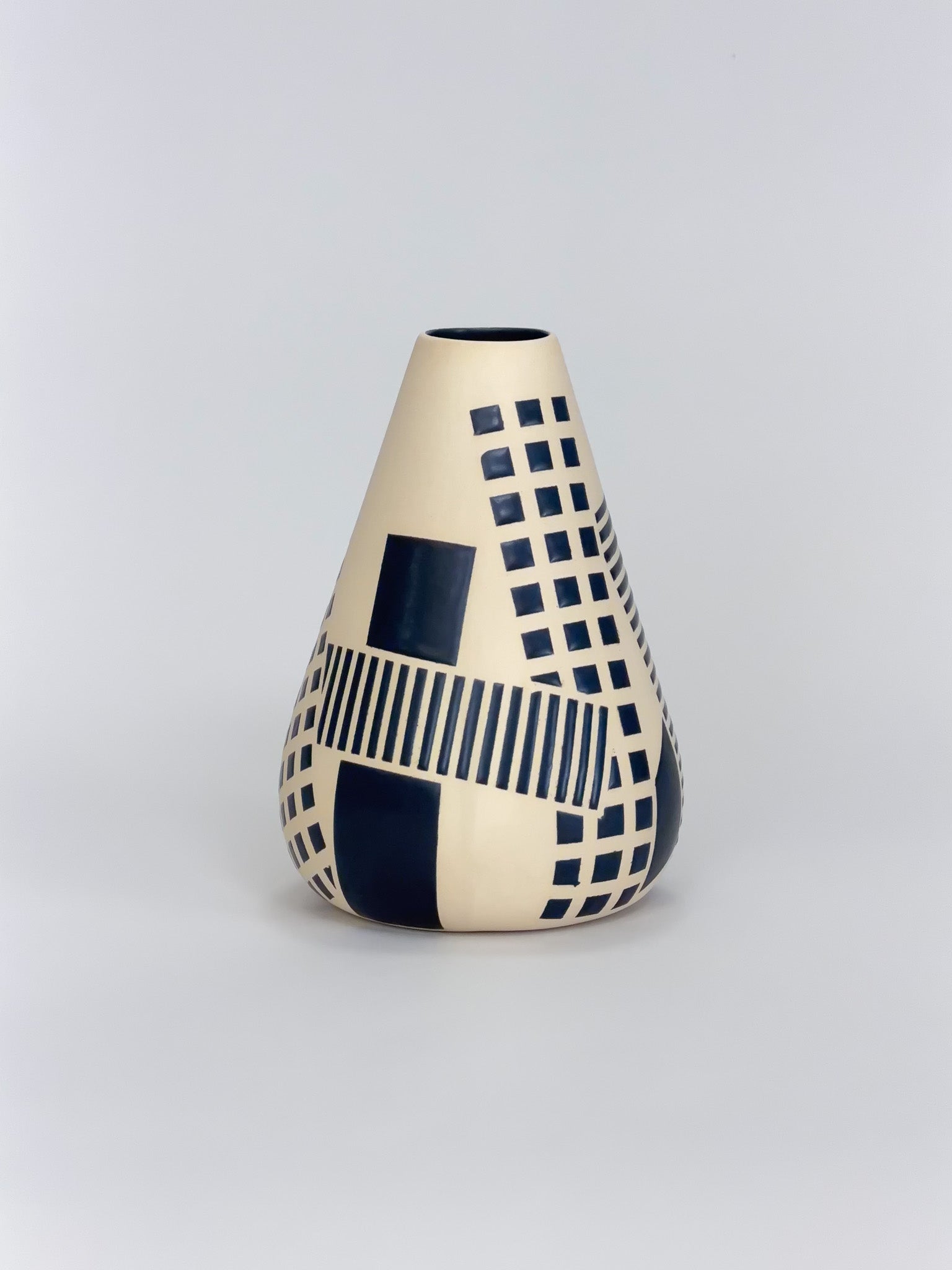 Cone Vase, Black Blockwork (Preorder)
