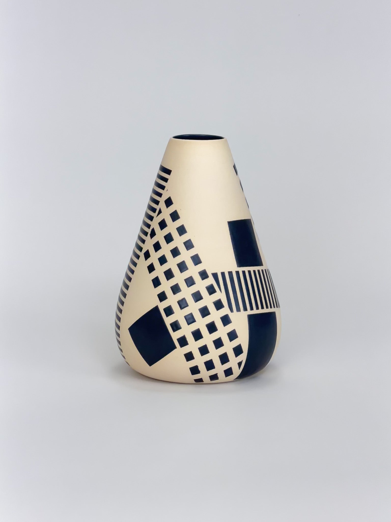 Cone Vase, Black Blockwork (Preorder)
