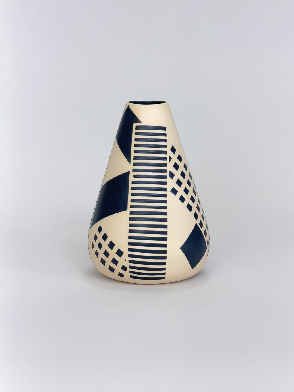Cone Vase, Black Blockwork (Preorder)