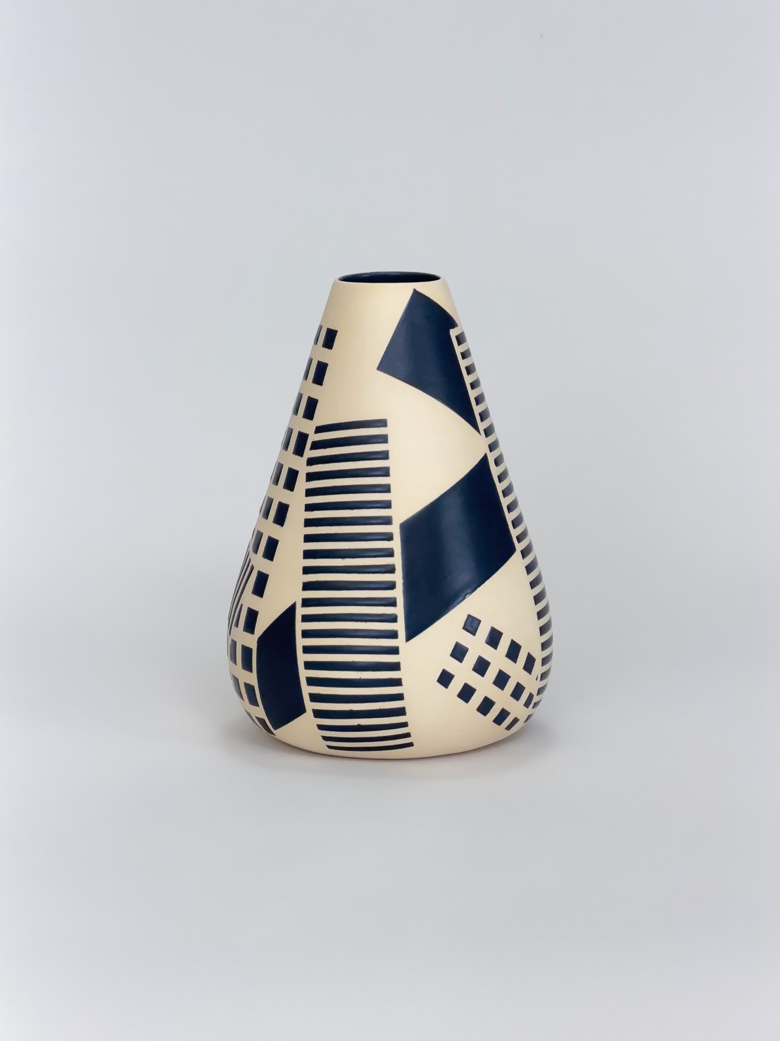 Cone Vase, Black Blockwork (Preorder)
