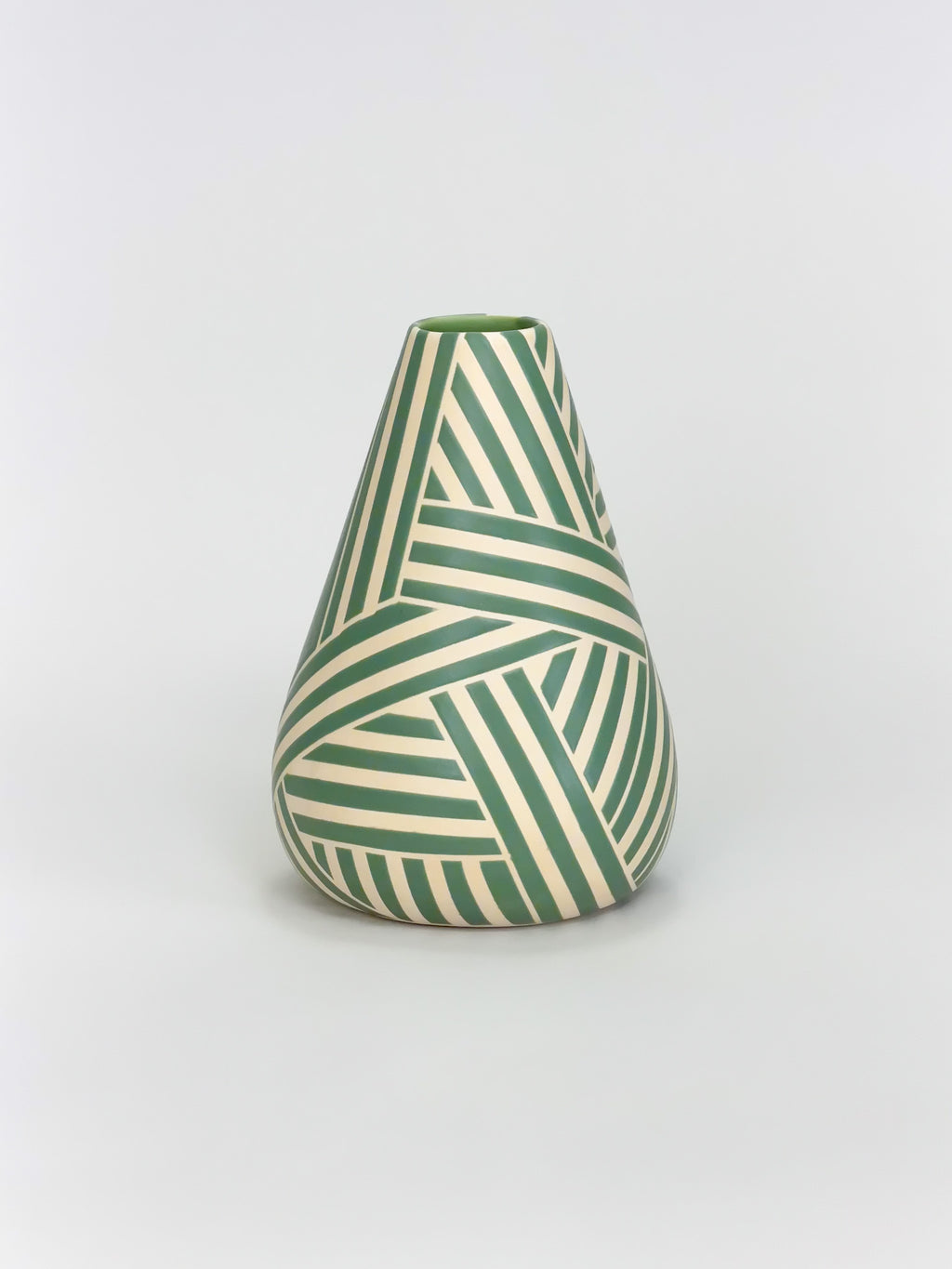 Cone Vase, Green Crossweave (Preorder)