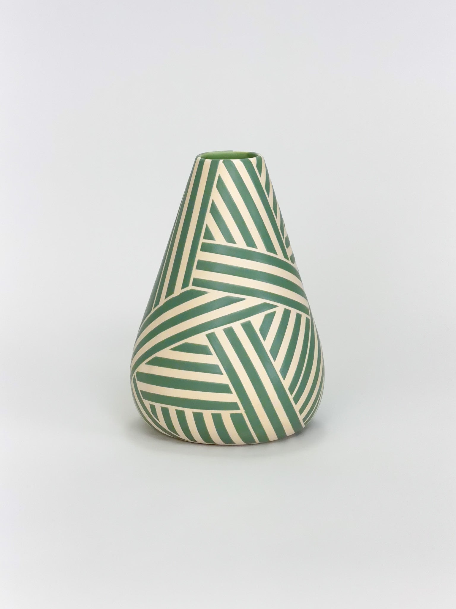 Cone Vase, Green Crossweave (Preorder)