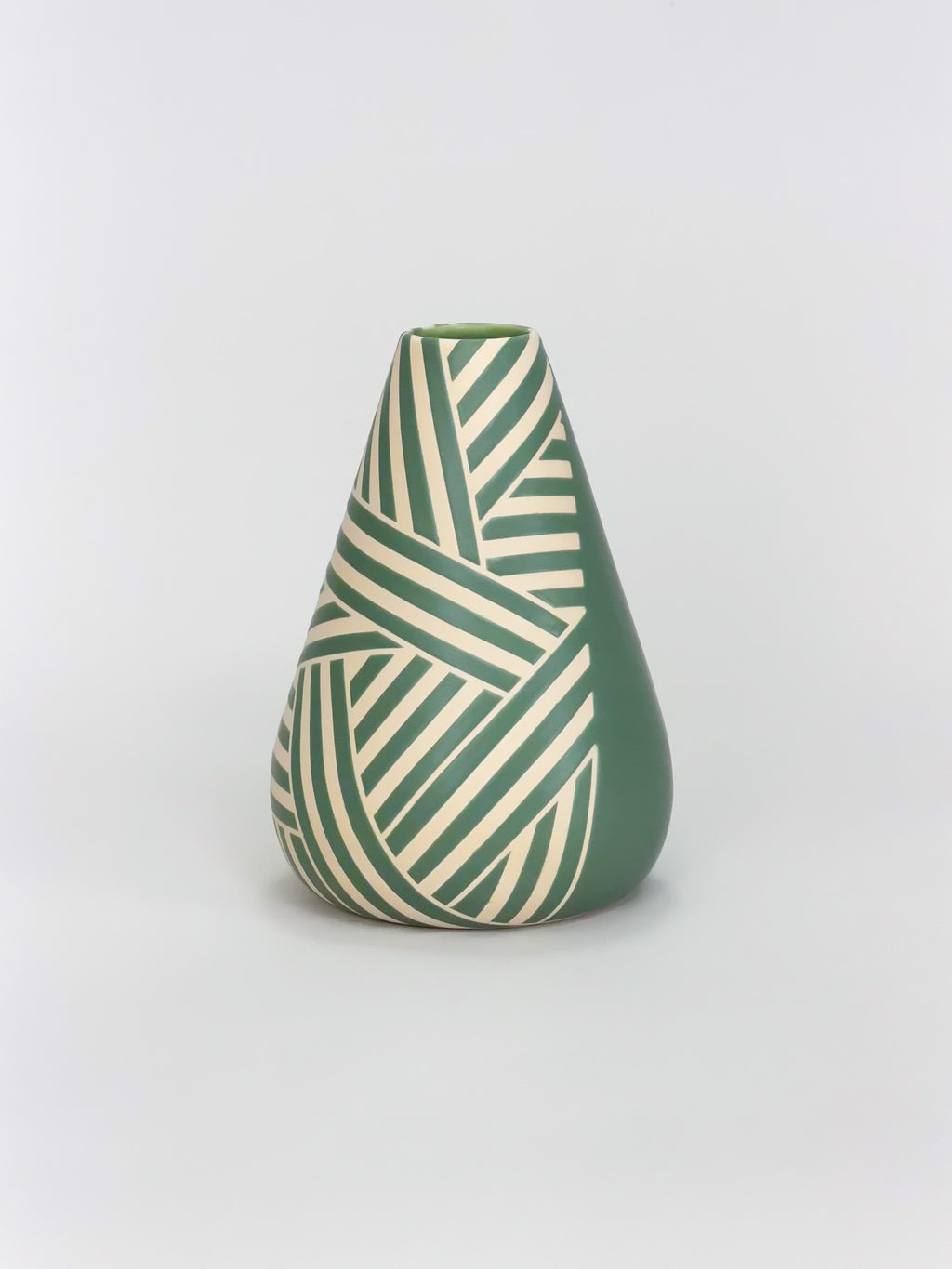 Cone Vase, Green Crossweave (Preorder)