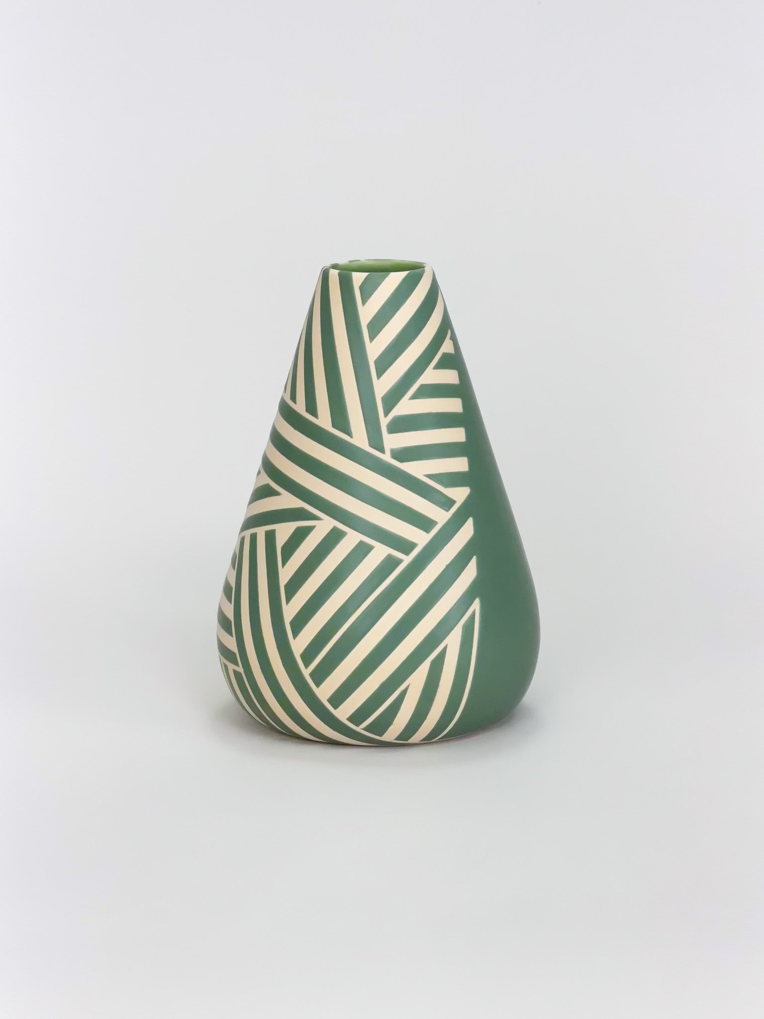 Cone Vase, Green Crossweave (Preorder)