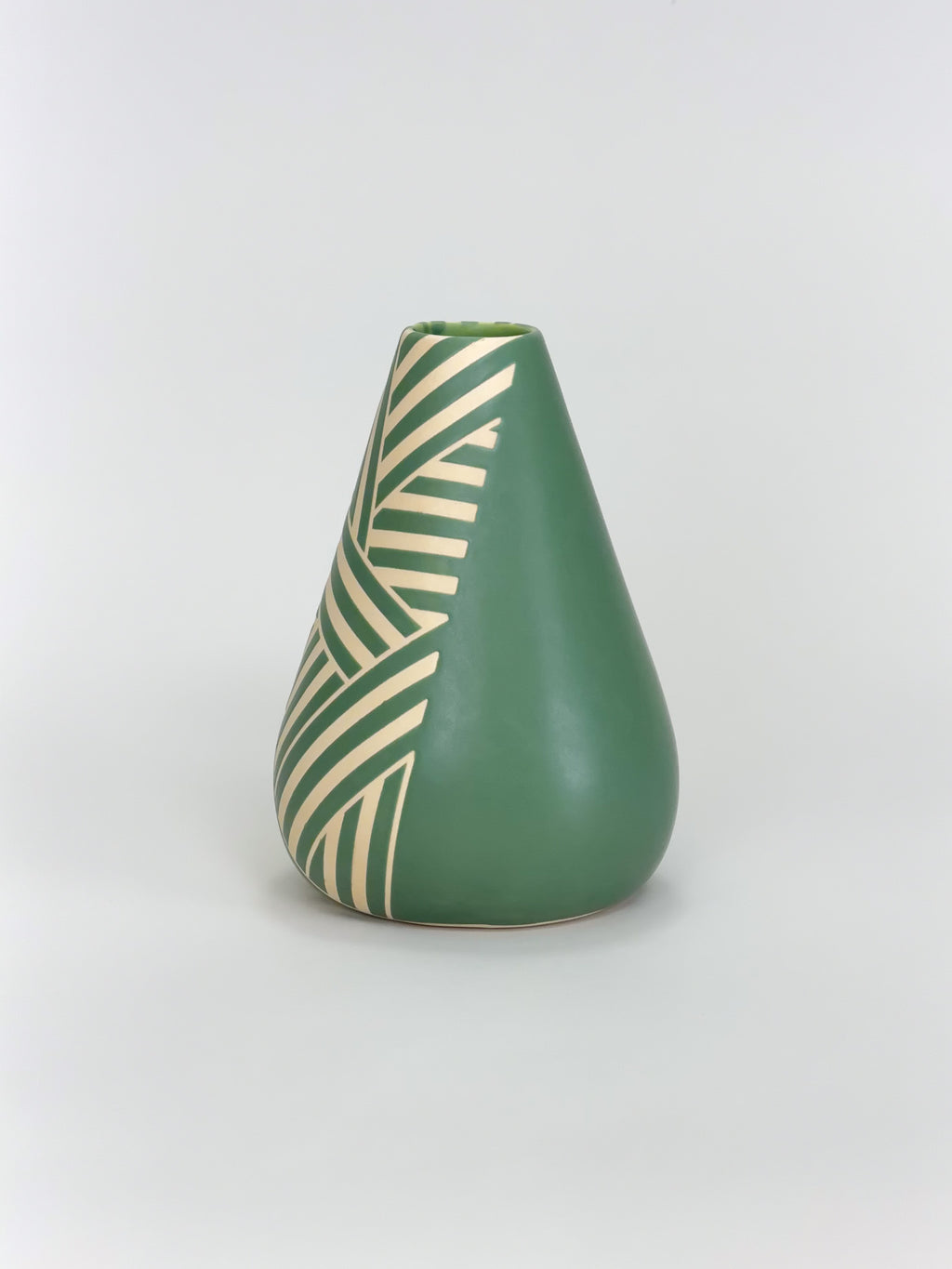 Cone Vase, Green Crossweave (Preorder)