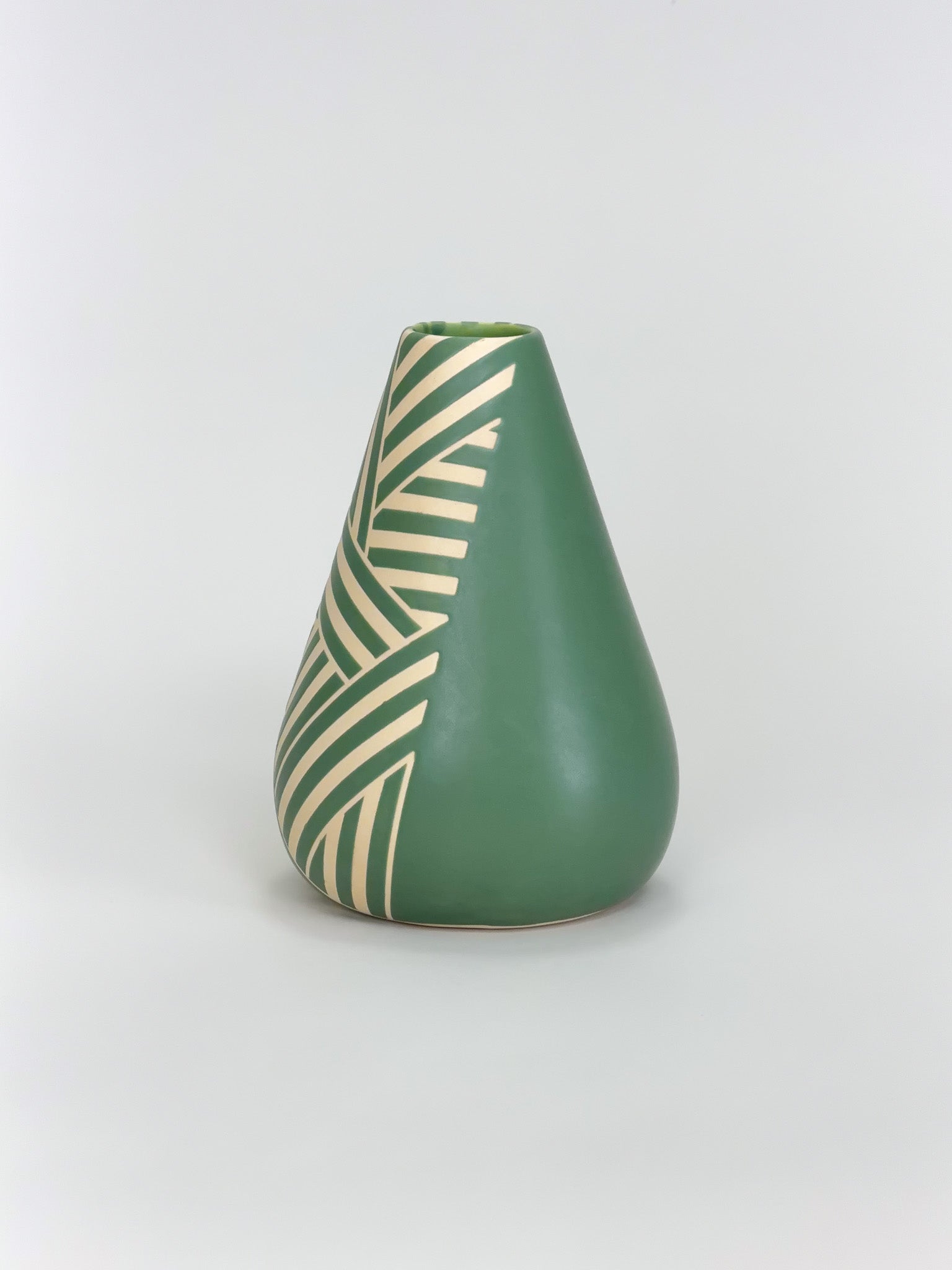 Cone Vase, Green Crossweave (Preorder)