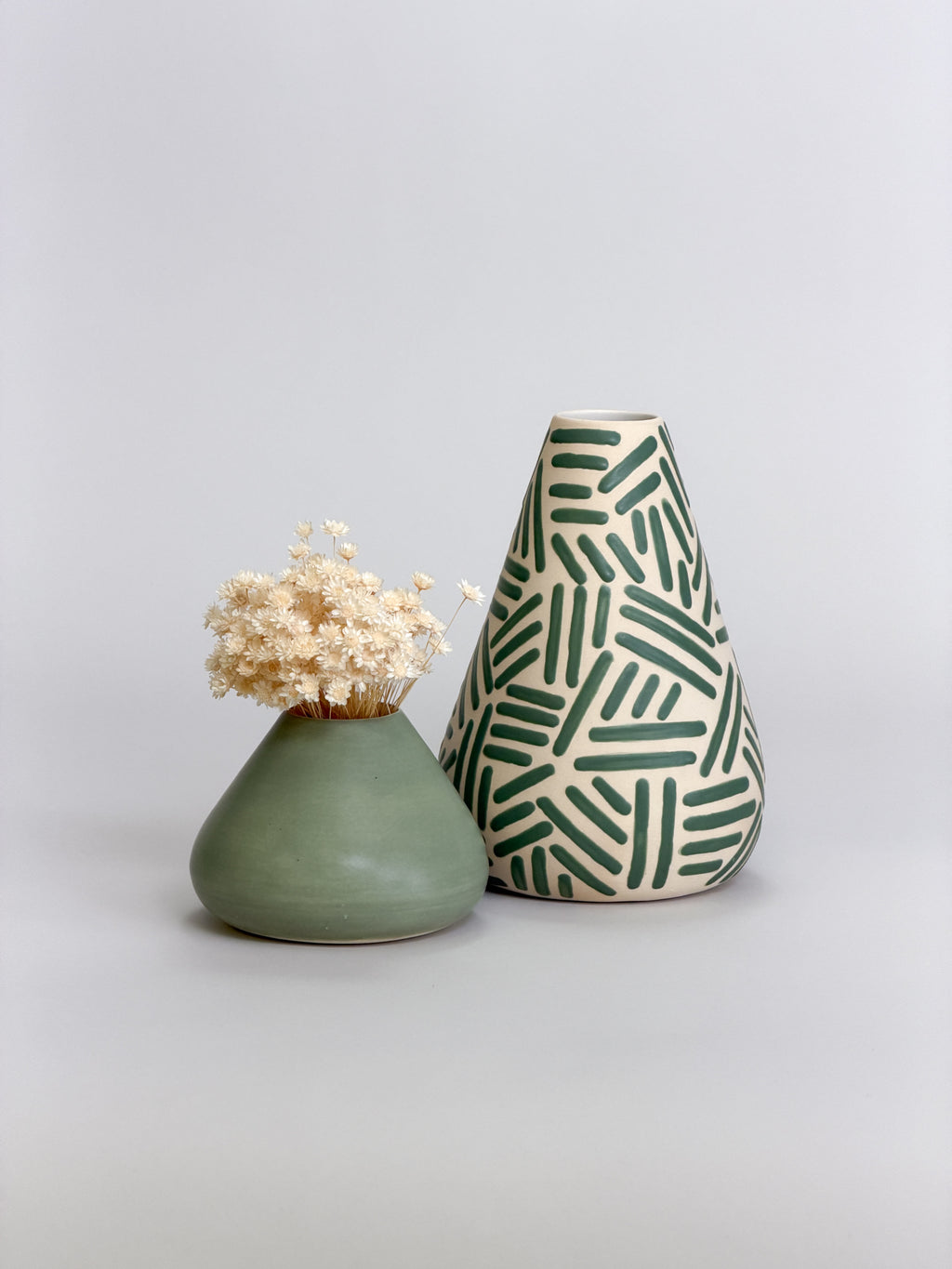 Cone Vase, Olive Lines