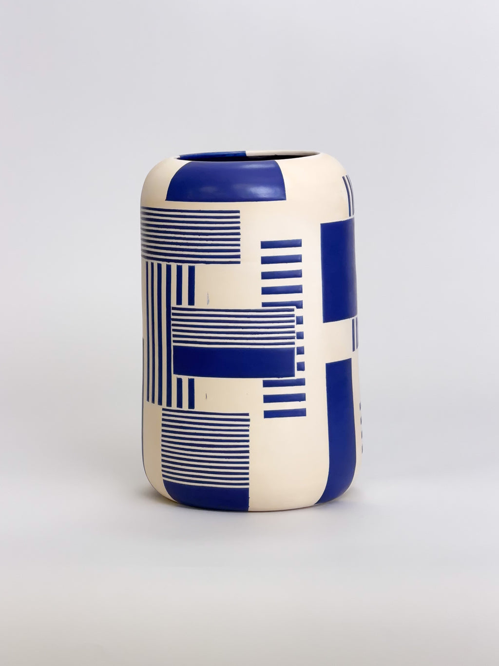 Large Vase, Cobalt Gridwork