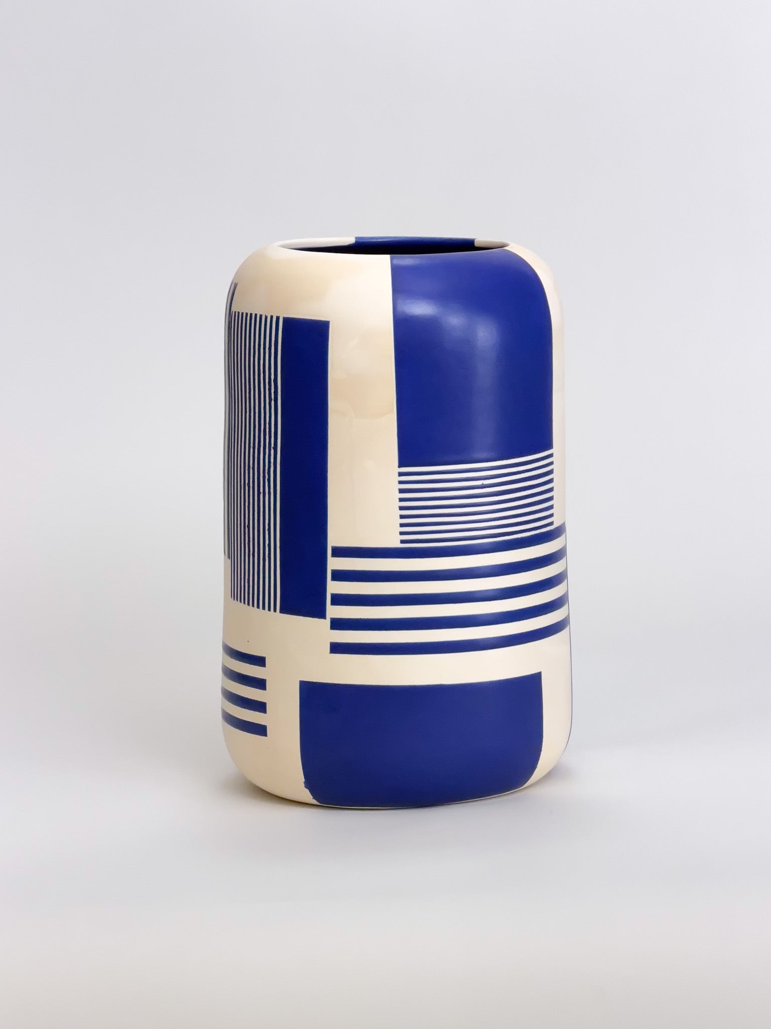 Large Vase, Cobalt Gridwork