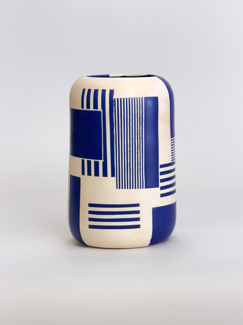 Large Vase, Cobalt Gridwork